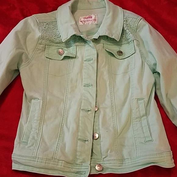 girls green denim jacket